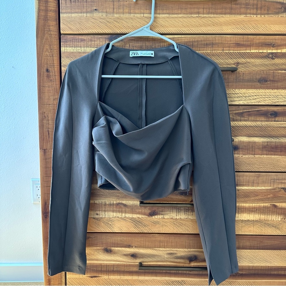 Zara | Brown cropped shirt size SMALL